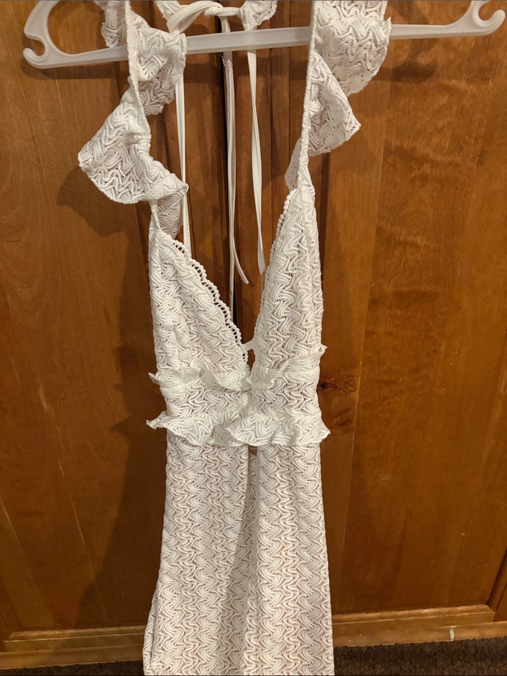White Ruffle Lace Sleepwear Dress - Women Intimates